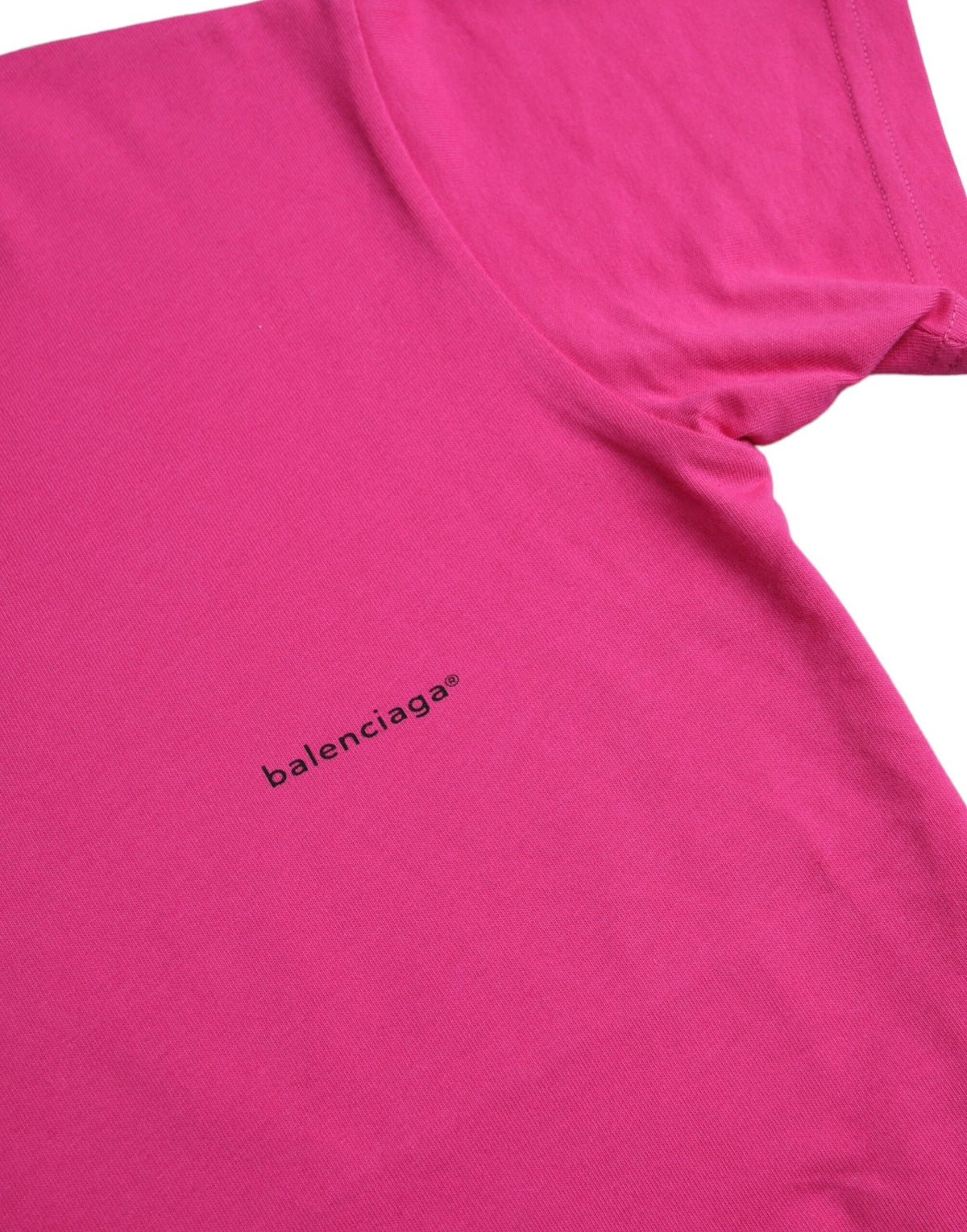 T-shirt en coton rose à col rond et manches courtes Balenciaga