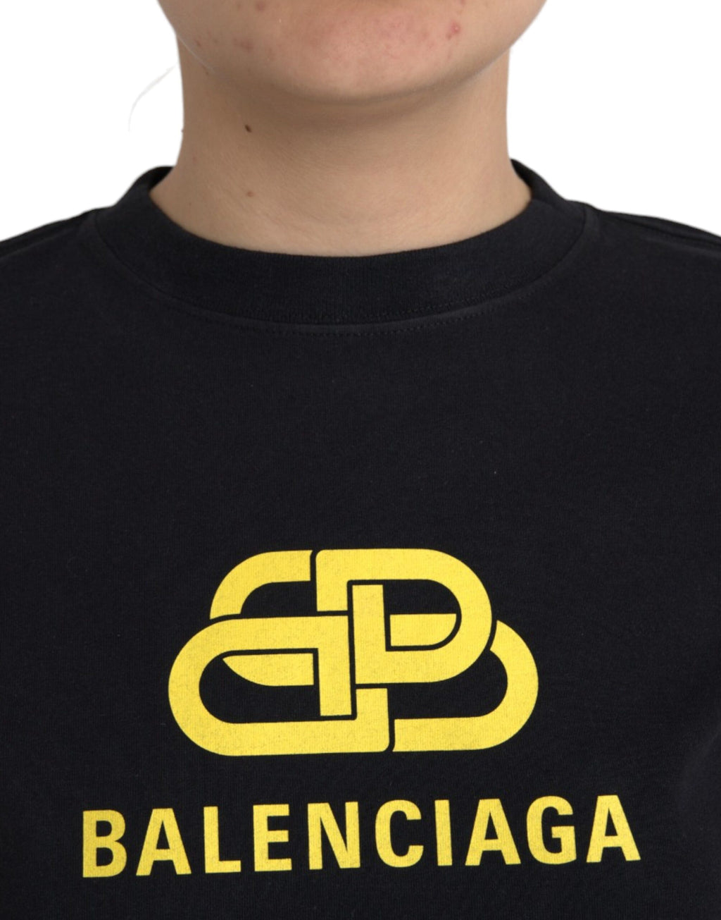 T-shirt Balenciaga noir en coton à col rond et manches courtes avec logo