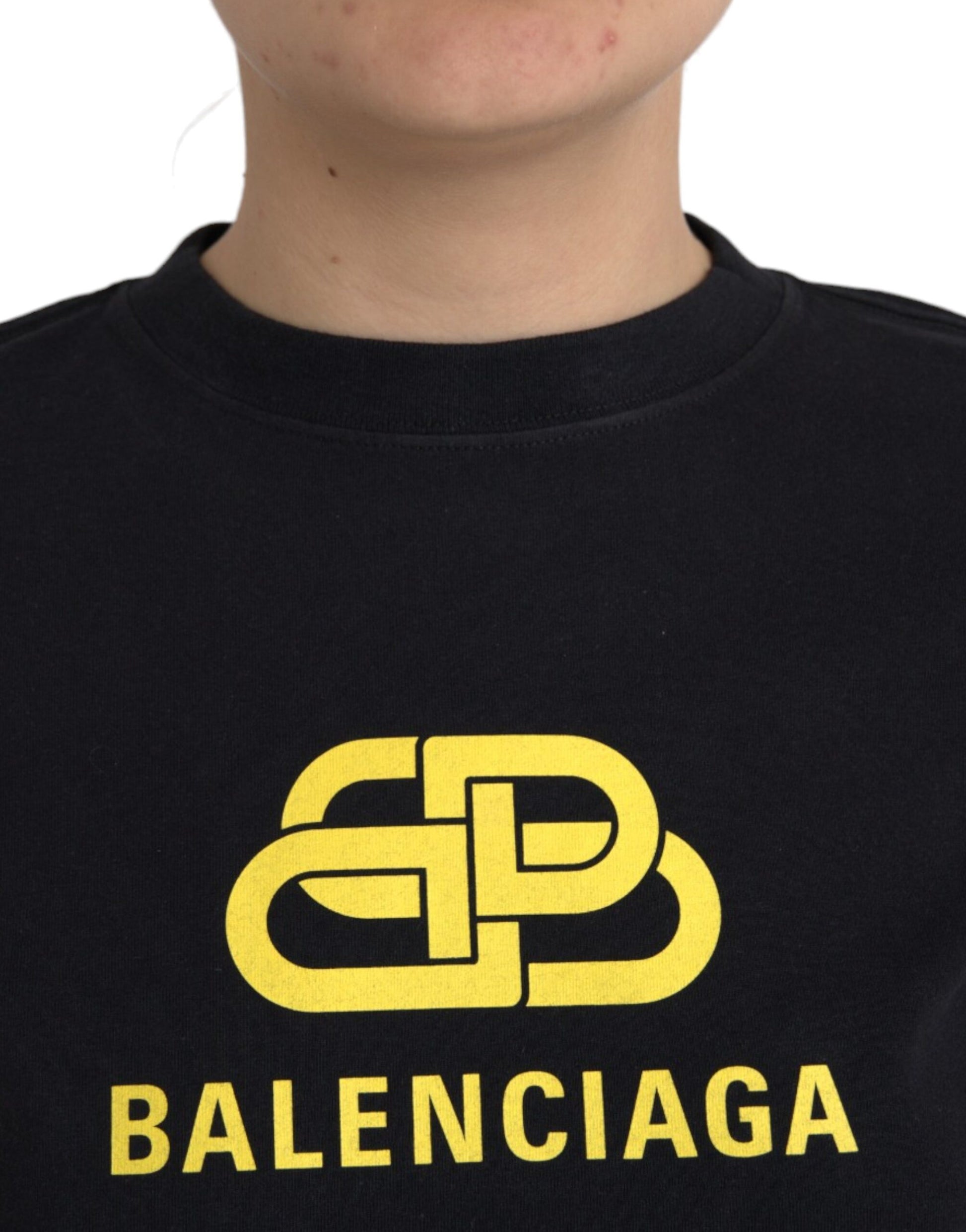 T-shirt Balenciaga noir en coton à col rond et manches courtes avec logo