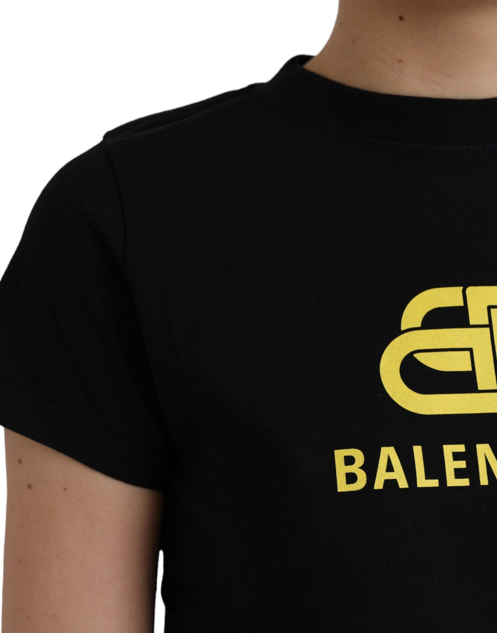 T-shirt Balenciaga noir en coton à col rond et manches courtes avec logo