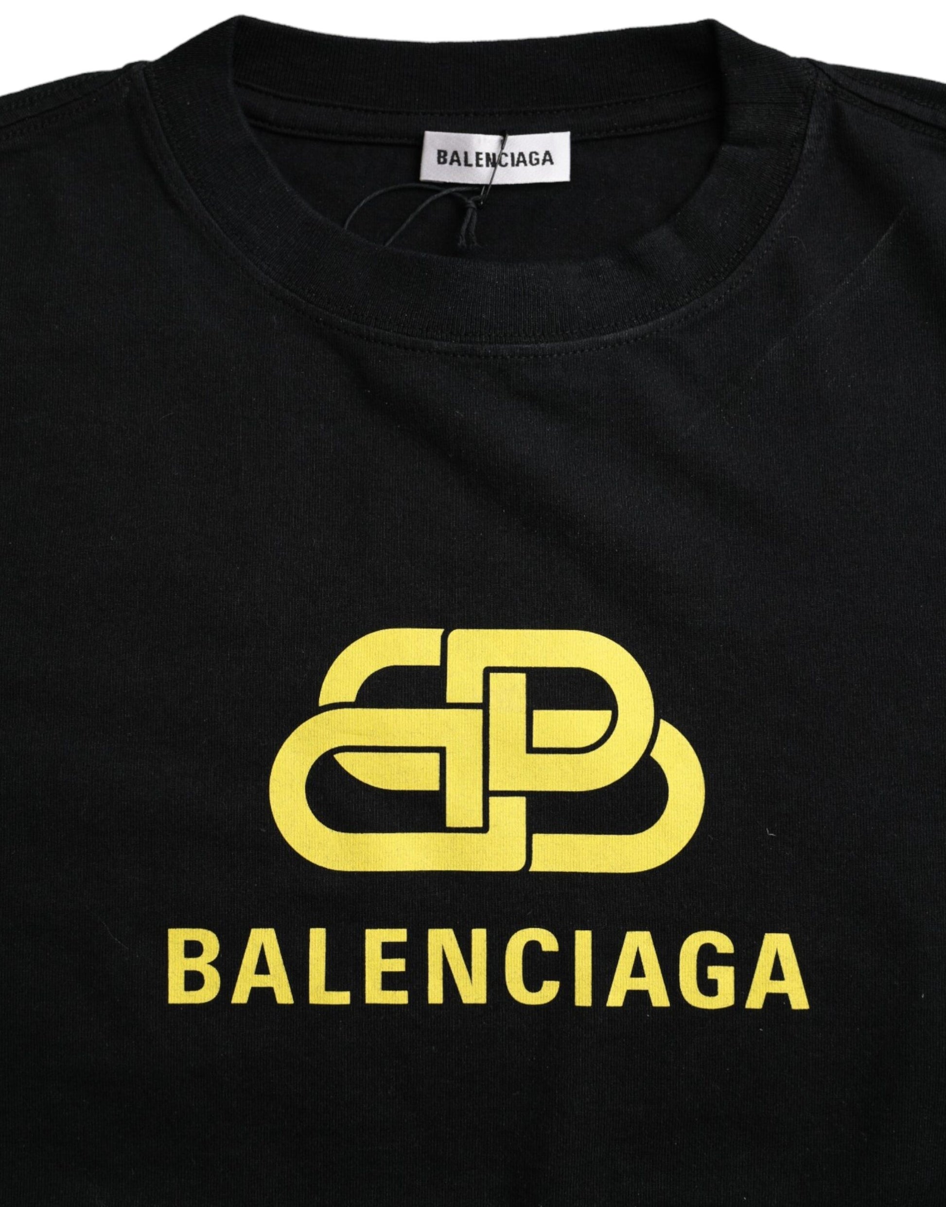 T-shirt Balenciaga noir en coton à col rond et manches courtes avec logo