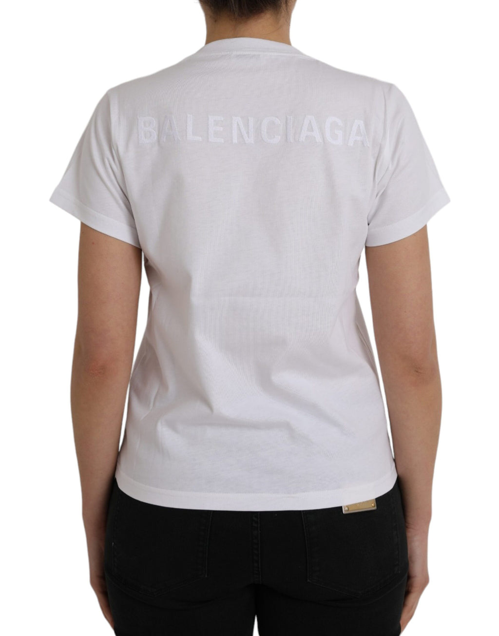 T-shirt Balenciaga en coton blanc à col rond et manches courtes