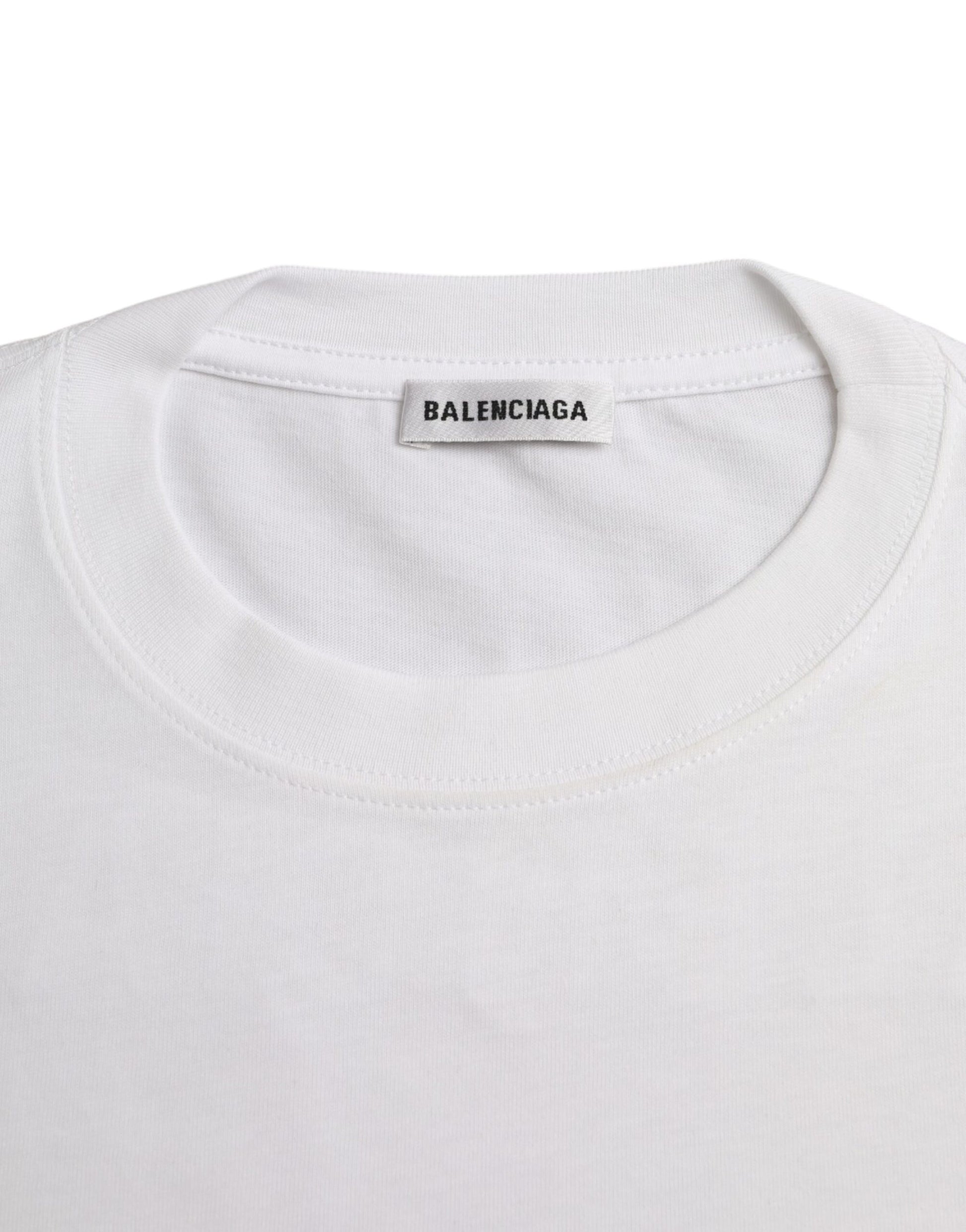 T-shirt Balenciaga en coton blanc à col rond et manches courtes