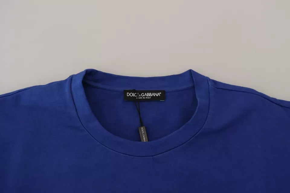 T-shirt ras-du-cou en coton imprimé logo bleu Dolce & Gabbana