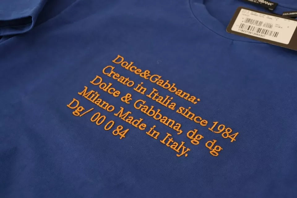 T-shirt ras-du-cou en coton imprimé logo bleu Dolce & Gabbana