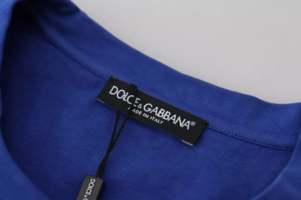 T-shirt ras-du-cou en coton imprimé logo bleu Dolce & Gabbana