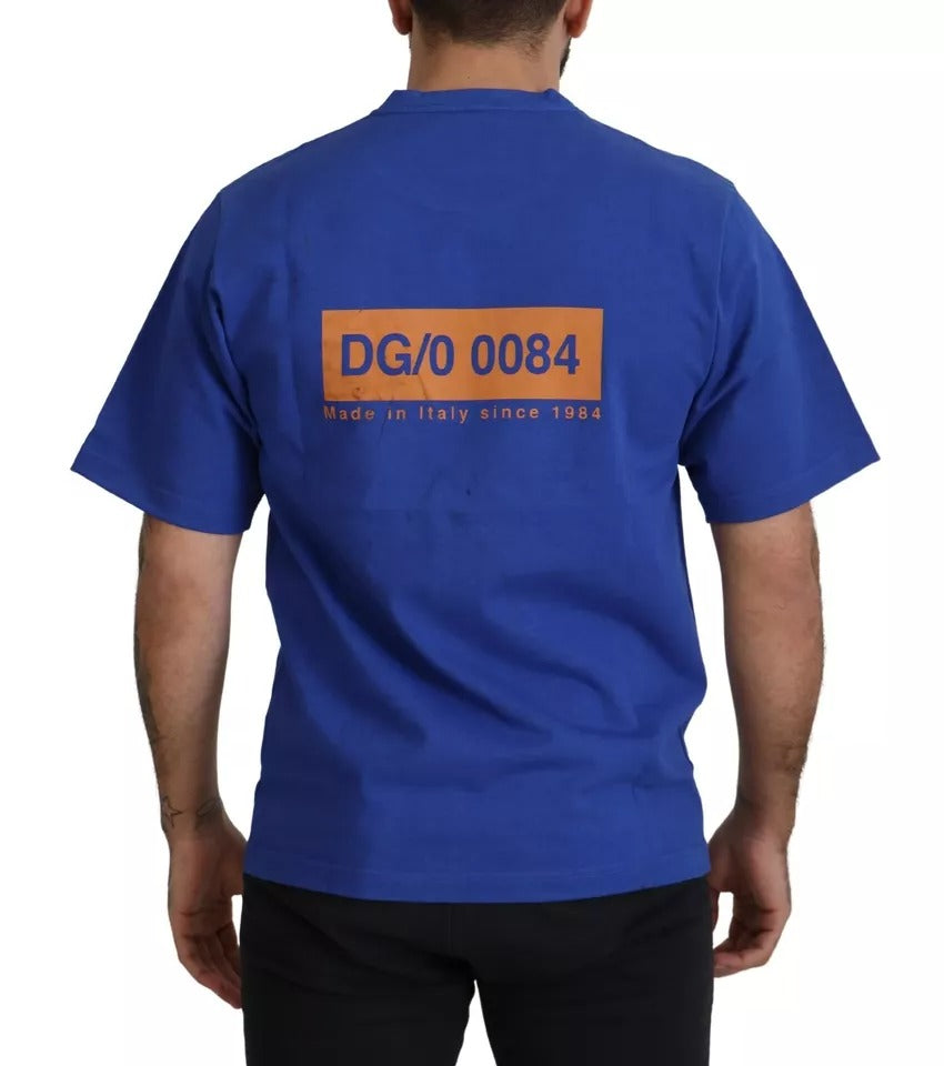 T-shirt ras-du-cou en coton imprimé logo bleu Dolce & Gabbana