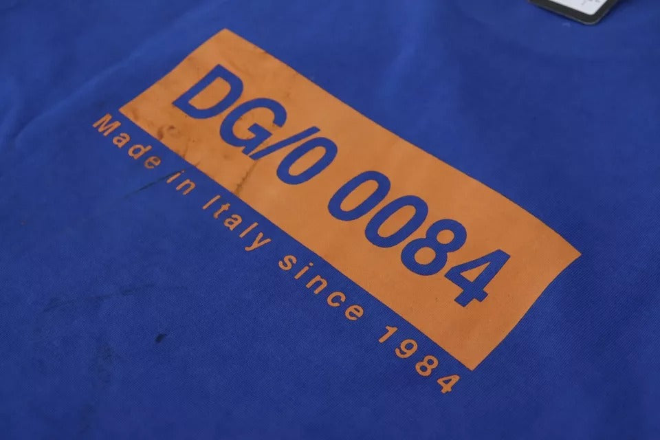 T-shirt ras-du-cou en coton imprimé logo bleu Dolce & Gabbana