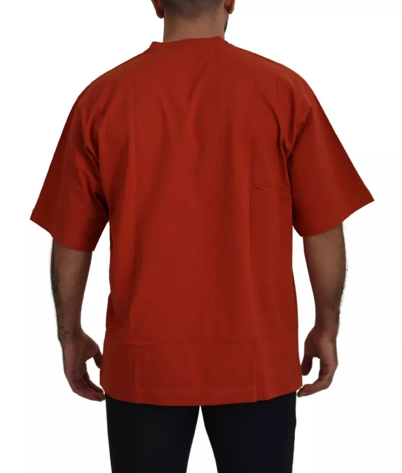 T-shirt en coton Dolce & Gabbana ras du cou avec broderie logo rouge