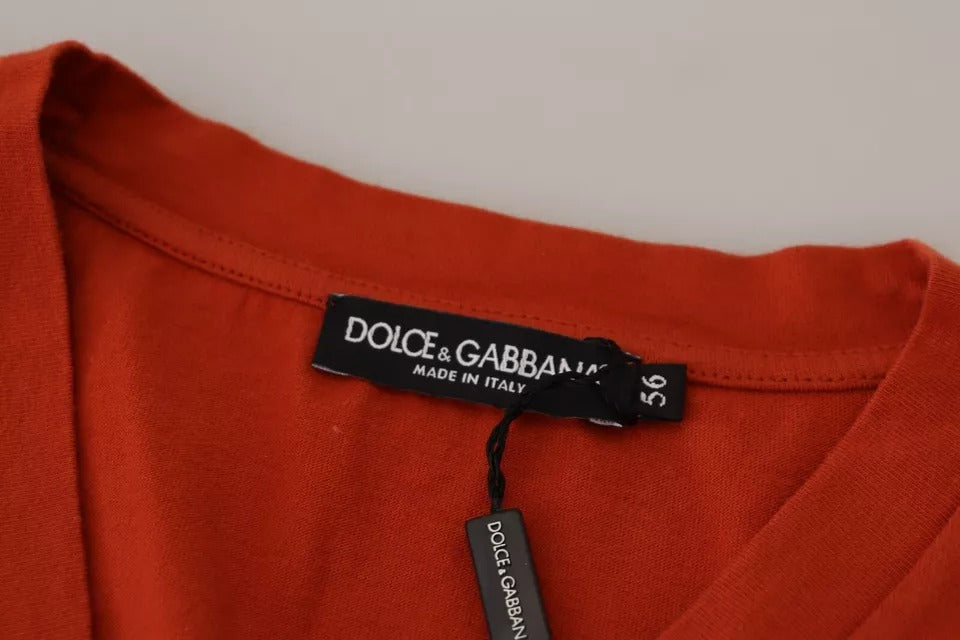 T-shirt en coton Dolce & Gabbana ras du cou avec broderie logo rouge