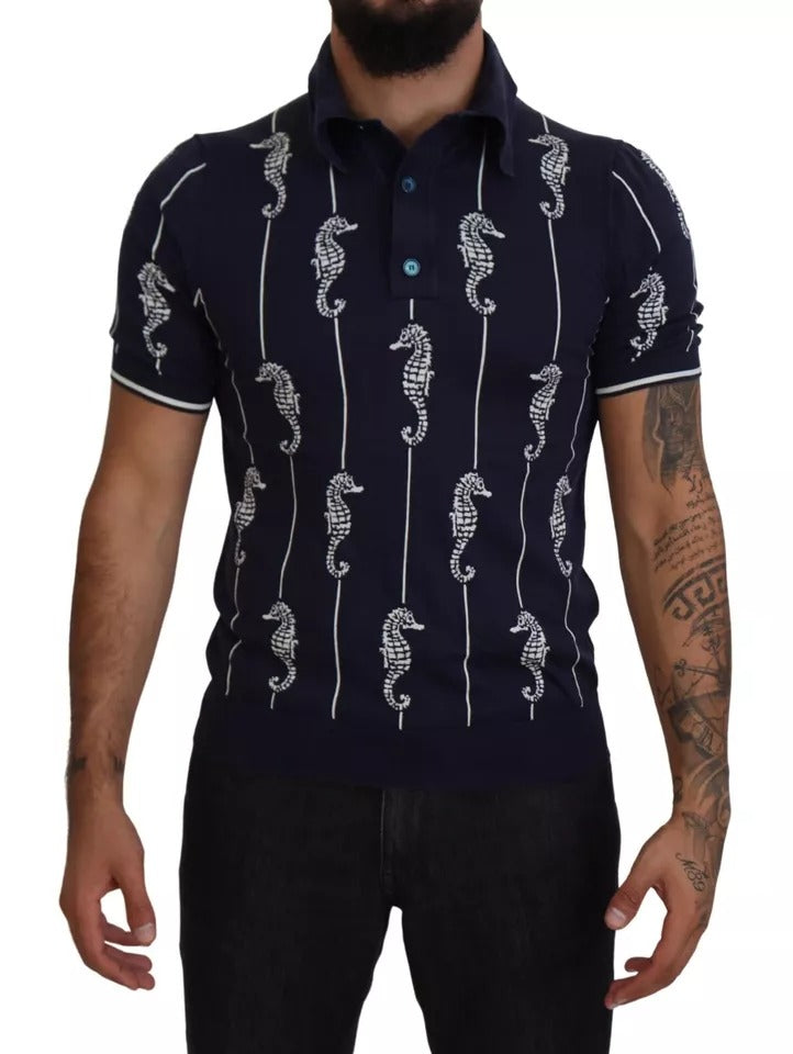 Polo Dolce & Gabbana col requin hippocampe bleu foncé