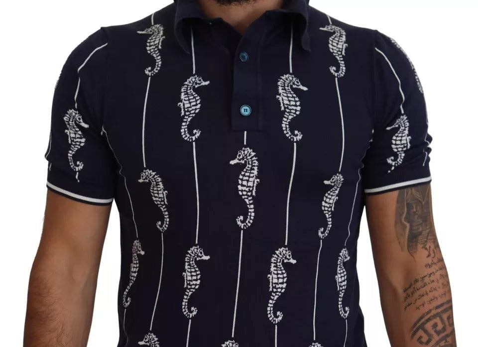 Polo Dolce & Gabbana col requin hippocampe bleu foncé