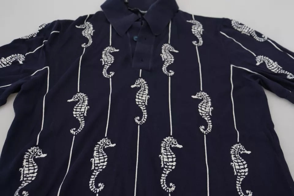 Polo Dolce & Gabbana col requin hippocampe bleu foncé
