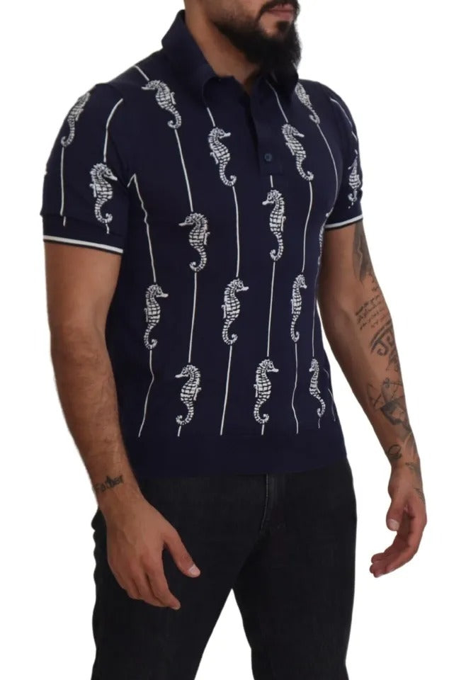 Polo Dolce & Gabbana col requin hippocampe bleu foncé