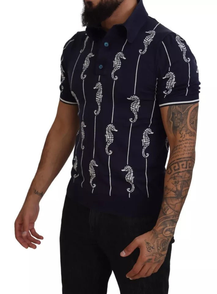Polo Dolce & Gabbana col requin hippocampe bleu foncé