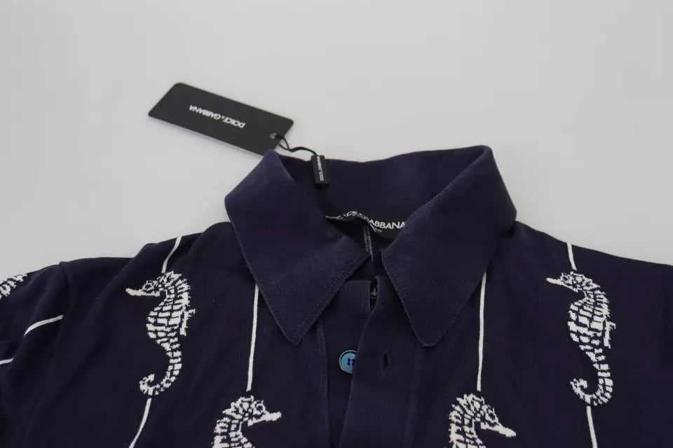Polo Dolce & Gabbana col requin hippocampe bleu foncé