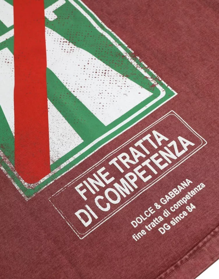 T-shirt Dolce & Gabbana col rond manches courtes imprimé marron