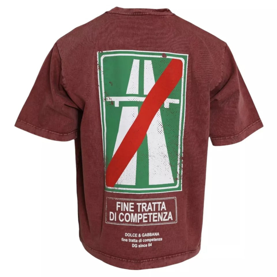 T-shirt Dolce & Gabbana col rond manches courtes imprimé marron