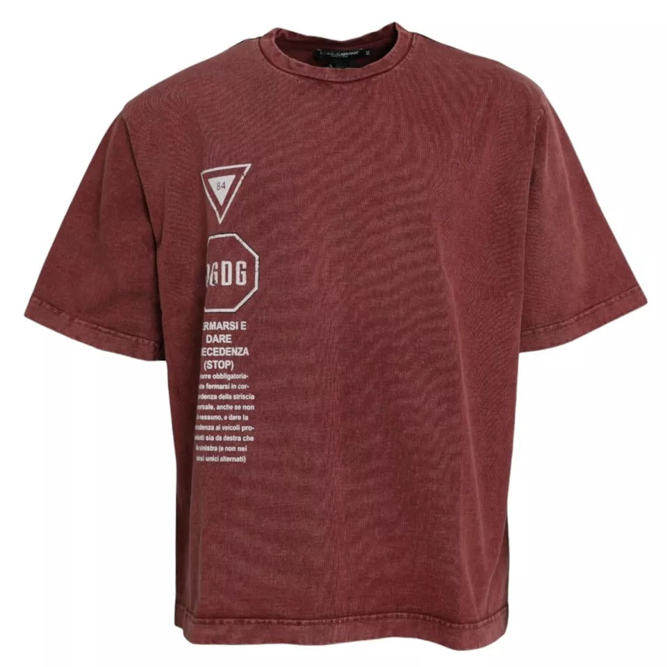 T-shirt Dolce & Gabbana col rond manches courtes imprimé marron