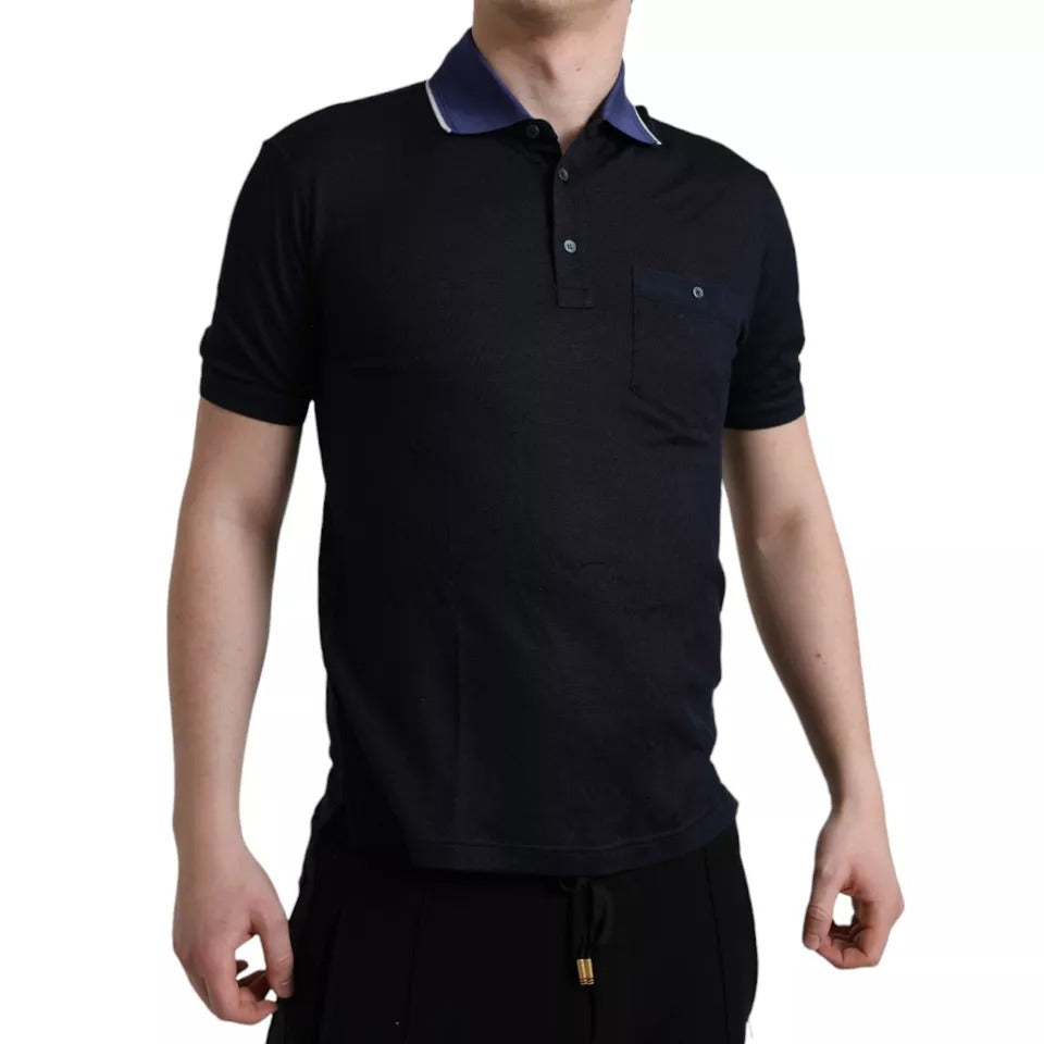 Polo Dolce & Gabbana bleu marine à col et manches courtes