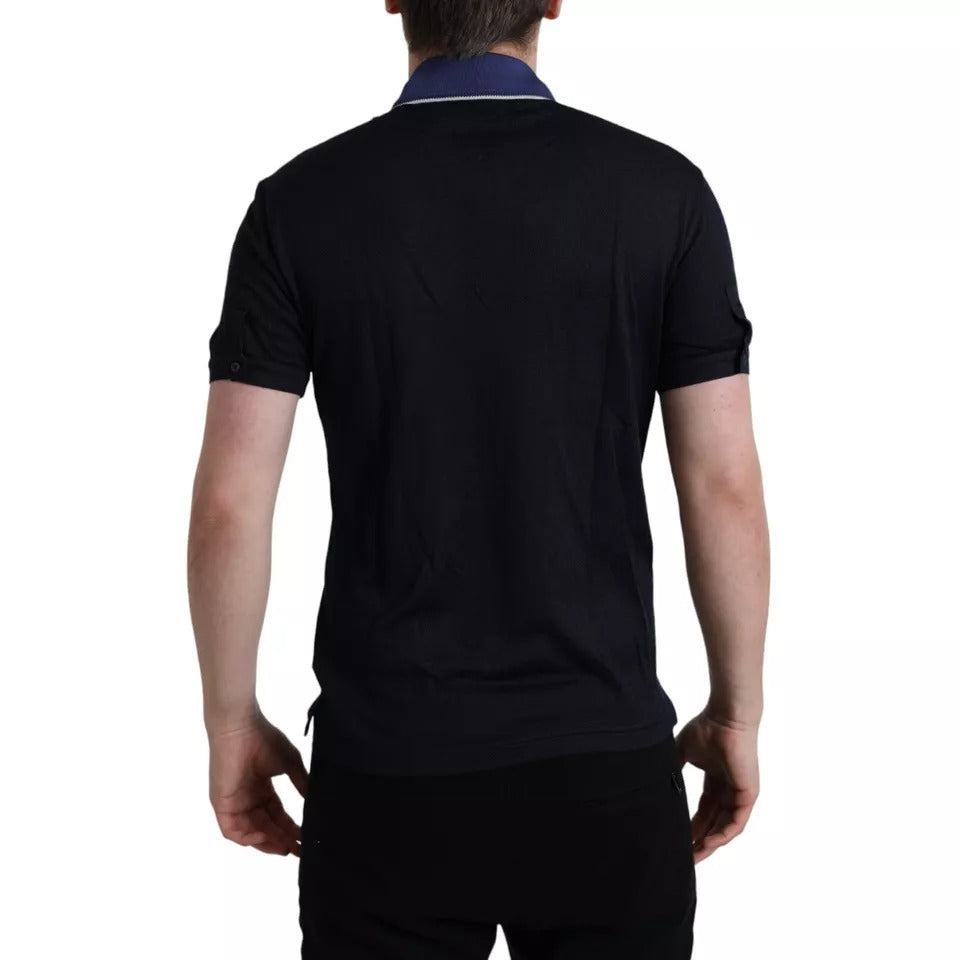 Polo Dolce & Gabbana bleu marine à col et manches courtes