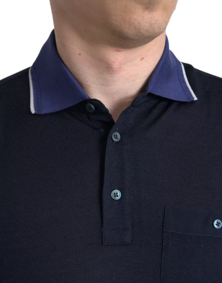 Polo Dolce & Gabbana bleu marine à col et manches courtes