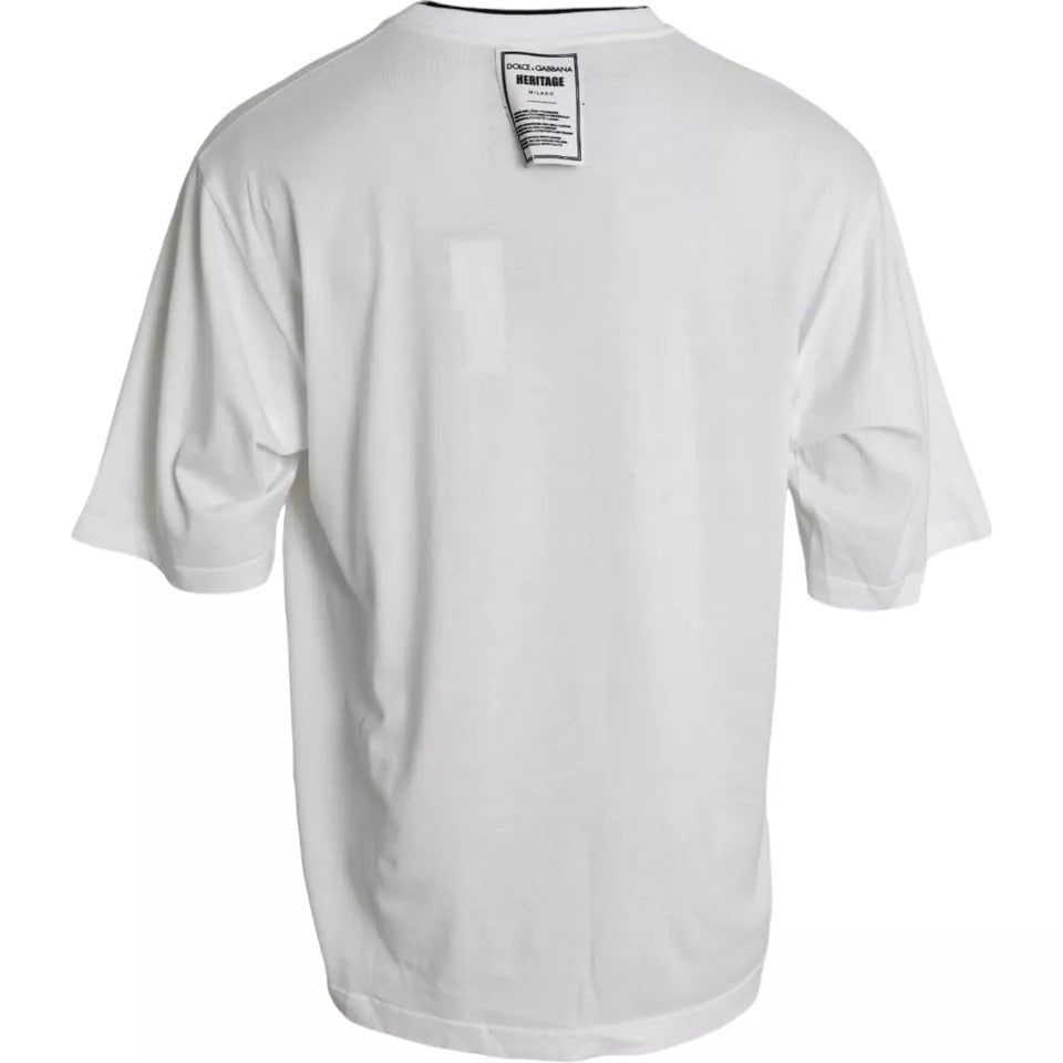 T-shirt en coton à col rond avec logo Couronne Lion Blanc Dolce & Gabbana