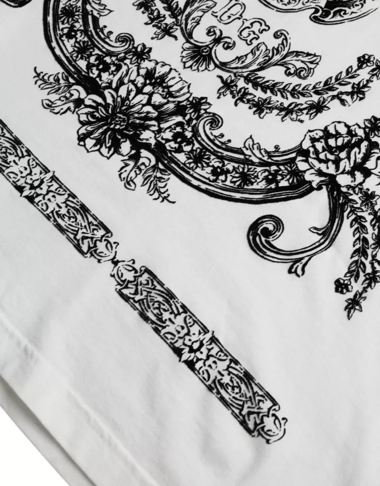 T-shirt en coton à col rond avec logo Couronne Lion Blanc Dolce & Gabbana