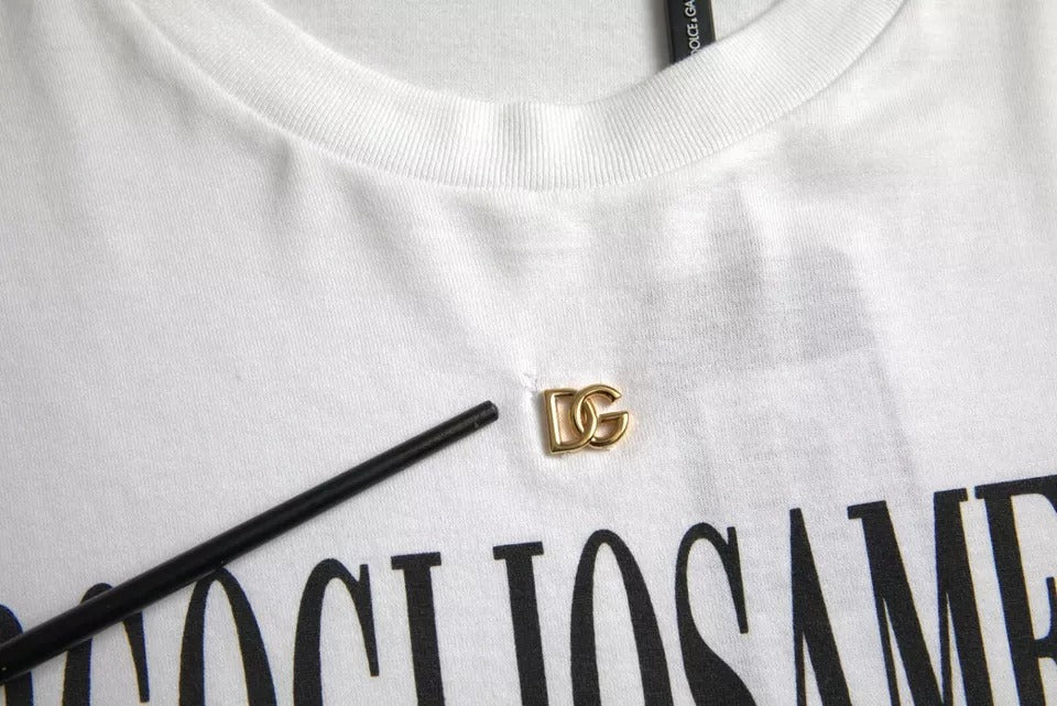 T-shirt Dolce & Gabbana blanc en coton à col rond et manches courtes avec logo