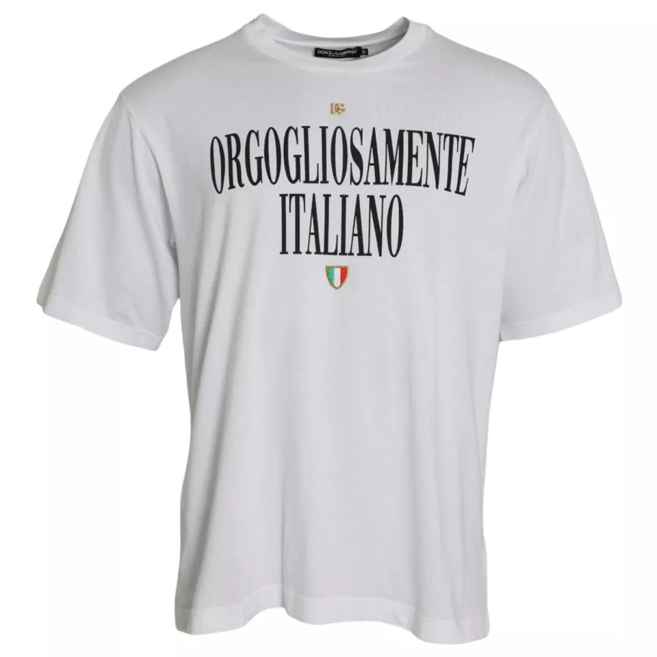 T-shirt Dolce & Gabbana blanc en coton à col rond et manches courtes avec logo