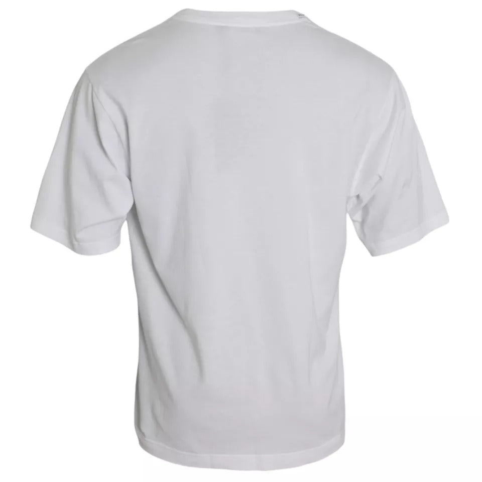 T-shirt Dolce & Gabbana blanc en coton à col rond et manches courtes avec logo