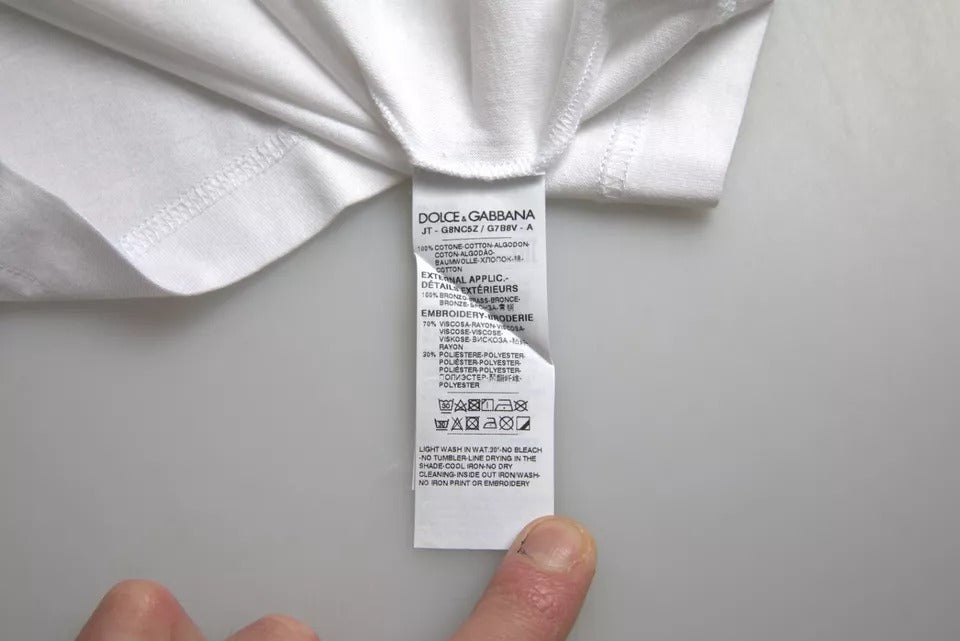 T-shirt Dolce & Gabbana blanc en coton à col rond et manches courtes avec logo