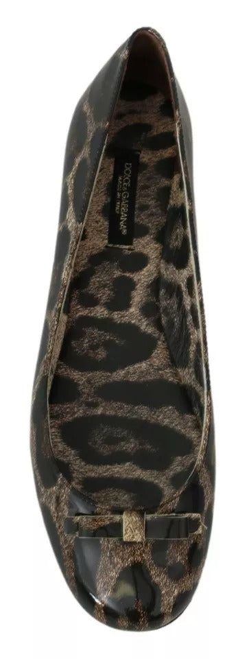 Chaussures plates en cuir léopard marron Dolce & Gabbana