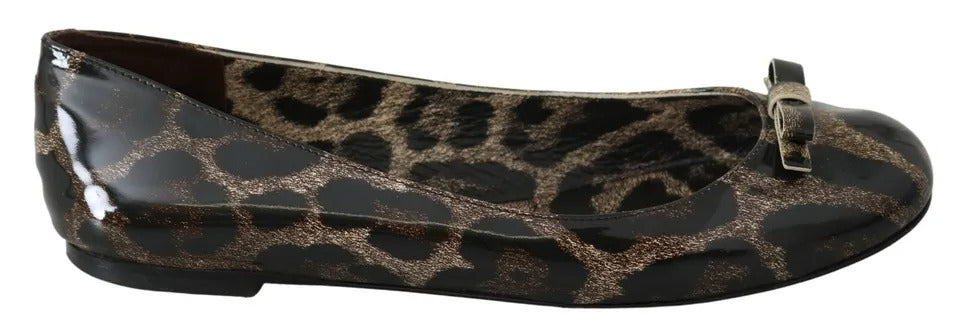 Dolce & Gabbana Braune Leopard Ballerinas Lederschuhe