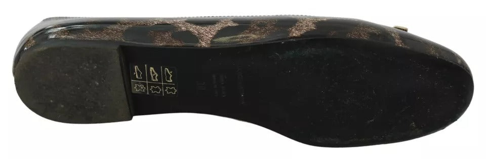 Chaussures plates en cuir léopard marron Dolce & Gabbana