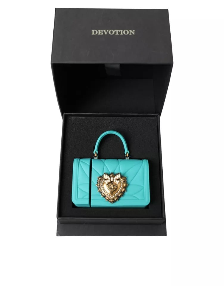 Dolce & Gabbana Housse Turquoise en Silicone avec Cœur Devotion pour Airpods