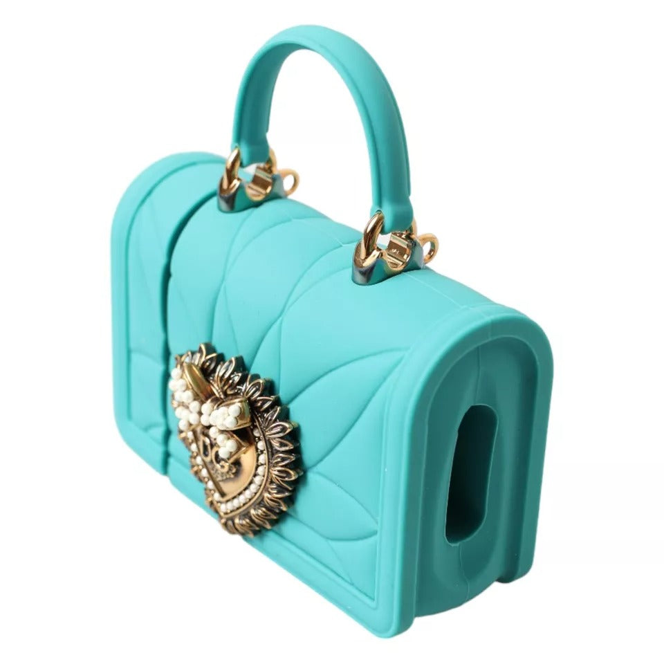 Dolce & Gabbana Housse Turquoise en Silicone avec Cœur Devotion pour Airpods