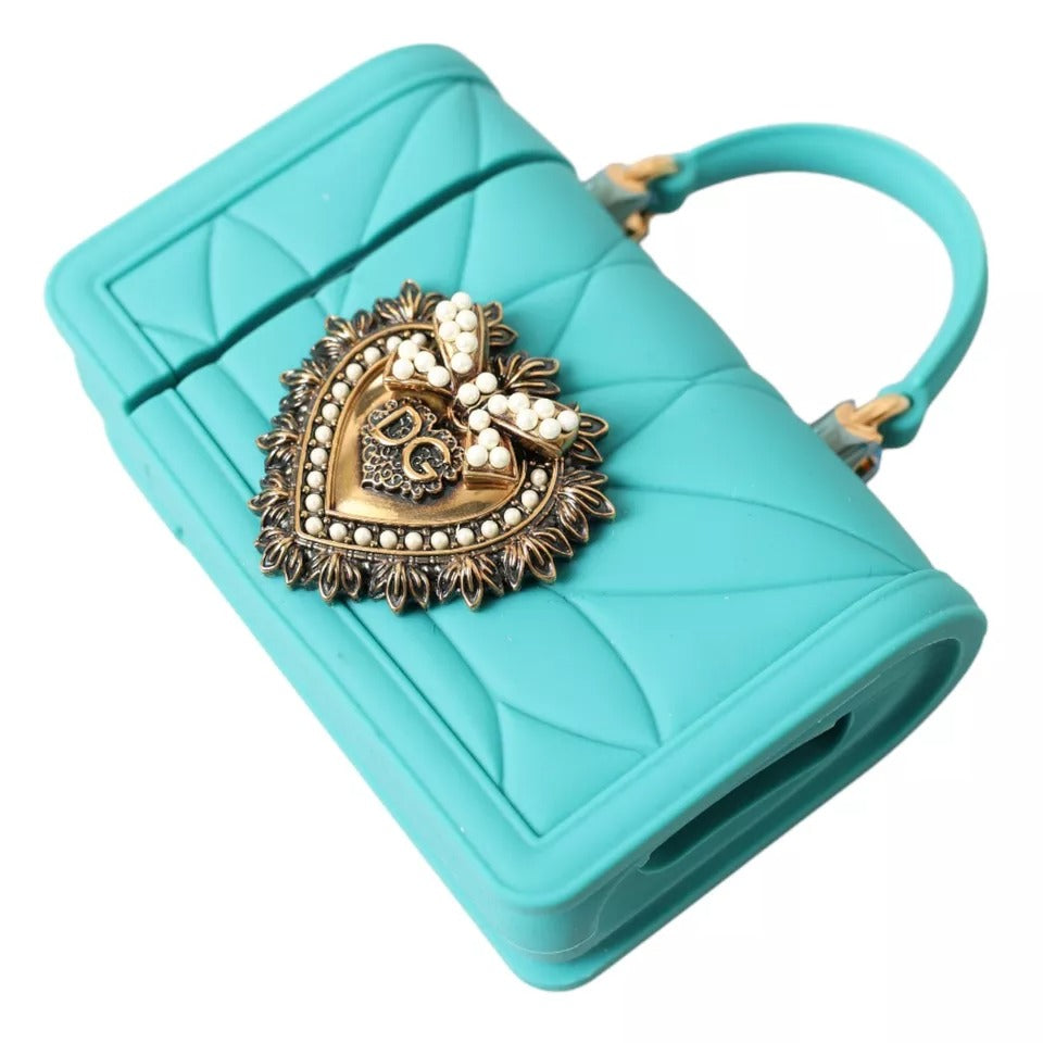 Dolce & Gabbana Housse Turquoise en Silicone avec Cœur Devotion pour Airpods
