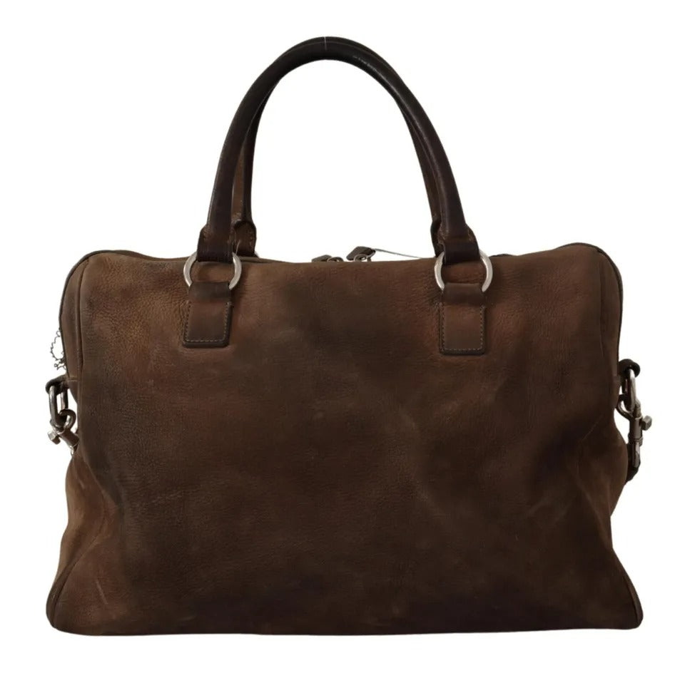 Dolce &amp; Gabbana Braune Leder-Schultergurt-Reise-Messenger-Gym-Männertasche