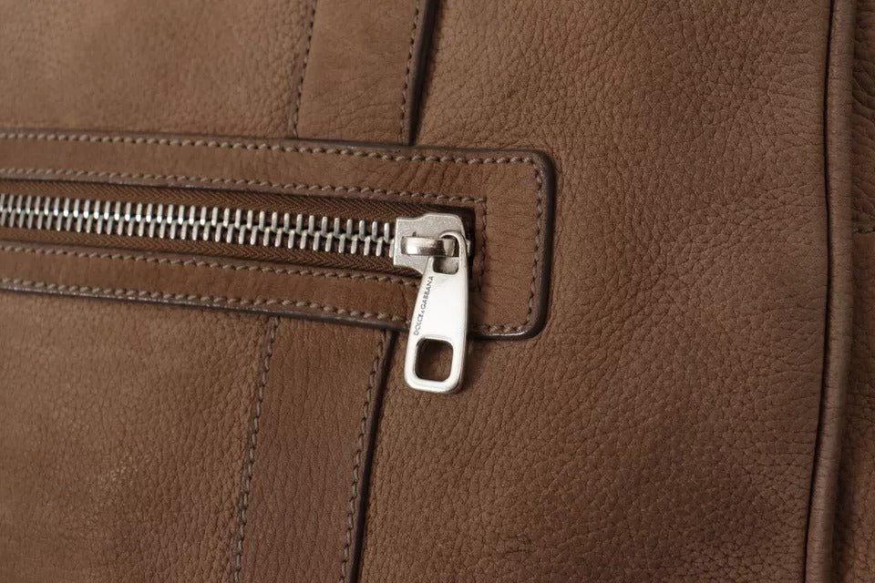 Dolce &amp; Gabbana Braune Leder-Schultergurt-Reise-Messenger-Gym-Männertasche