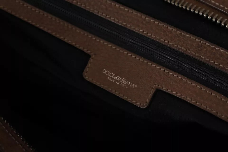 Dolce &amp; Gabbana Braune Leder-Schultergurt-Reise-Messenger-Gym-Männertasche