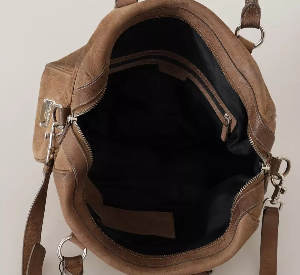 Dolce &amp; Gabbana Braune Leder-Schultergurt-Reise-Messenger-Gym-Männertasche
