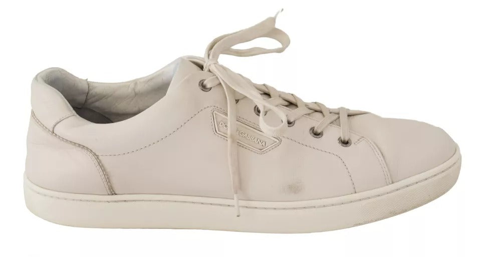 Chaussures de sport décontractées en cuir blanc avec logo Dolce & Gabbana pour hommes