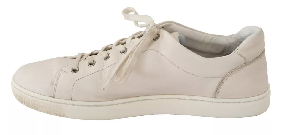 Chaussures de sport décontractées en cuir blanc avec logo Dolce & Gabbana pour hommes
