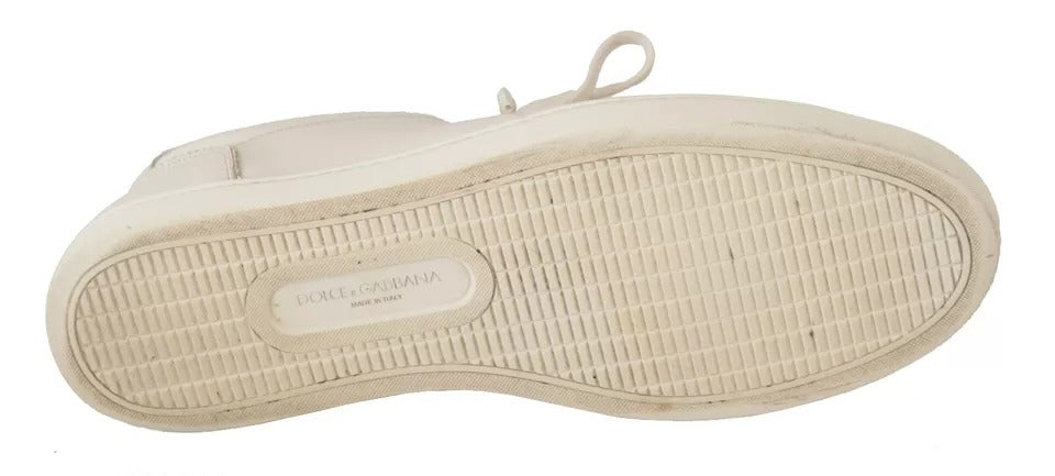 Chaussures de sport décontractées en cuir blanc avec logo Dolce & Gabbana pour hommes