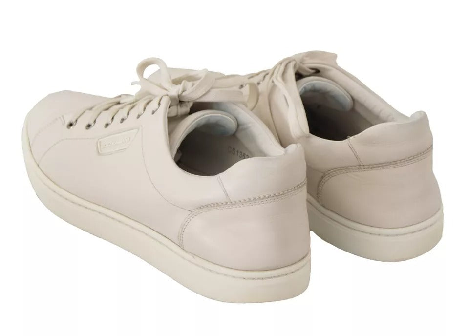 Chaussures de sport décontractées en cuir blanc avec logo Dolce & Gabbana pour hommes