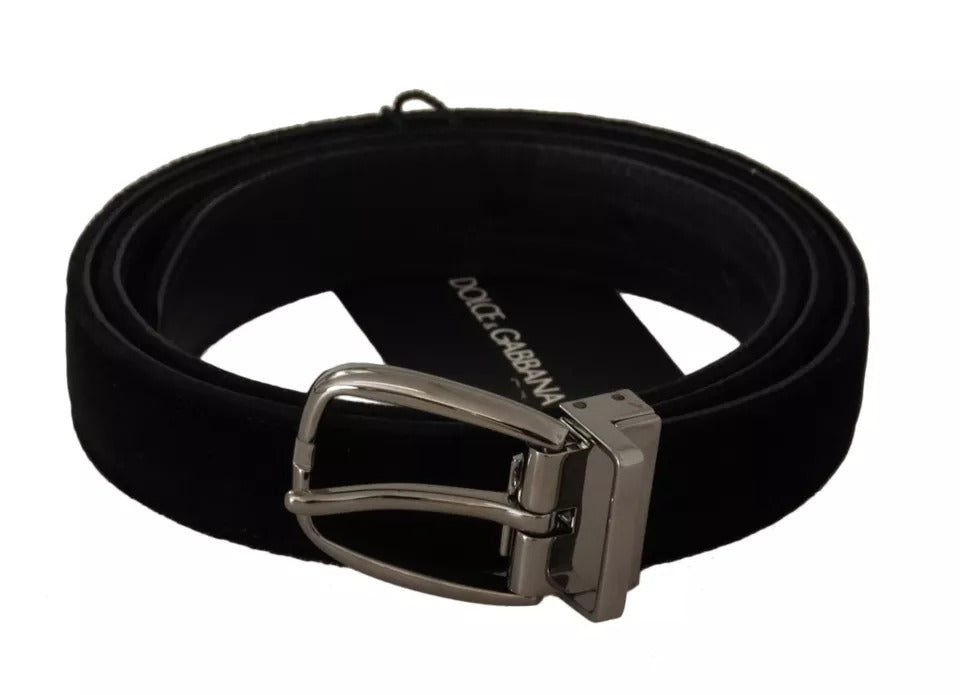 Ceinture Dolce & Gabbana en velours noir à boucle en métal argenté