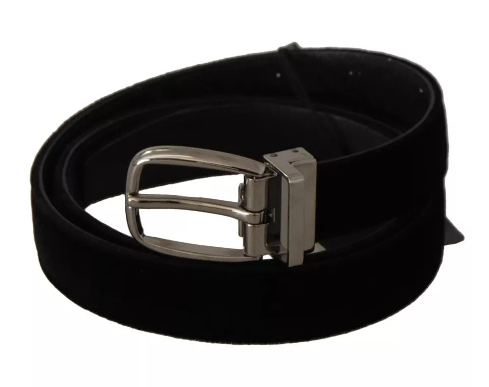 Ceinture Dolce & Gabbana en velours noir à boucle en métal argenté