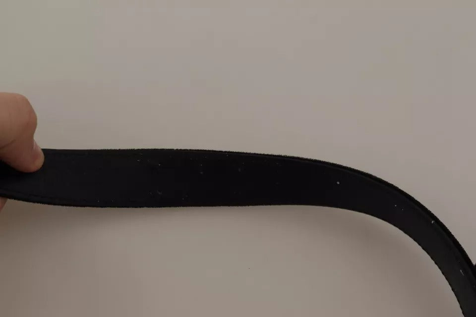 Ceinture Dolce & Gabbana en velours noir à boucle en métal argenté