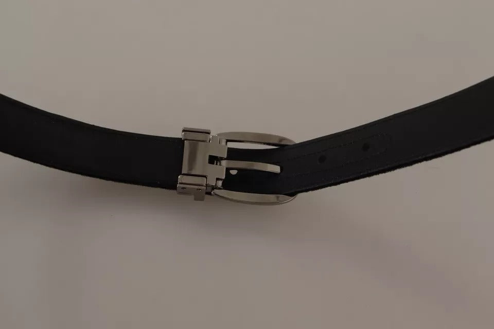 Ceinture Dolce & Gabbana en velours noir à boucle en métal argenté